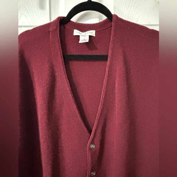 Vintage 90s Cypress Links Cardigan Sweater Wine Burgundy Acrylic Button Front XL - Picture 2 of 7